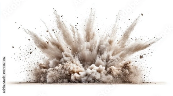 Fototapeta Explosive Dust Cloud Erupting From Ground With High Impact Force