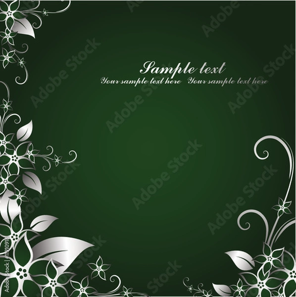 Fototapeta silver floral background