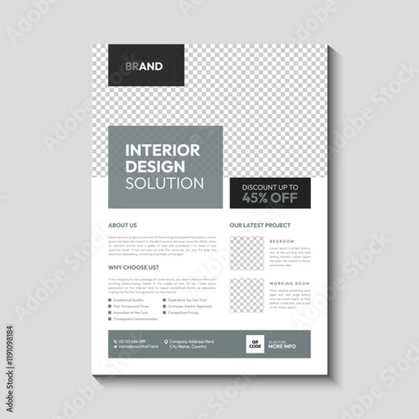 Fototapeta Interior design solution flyer design template