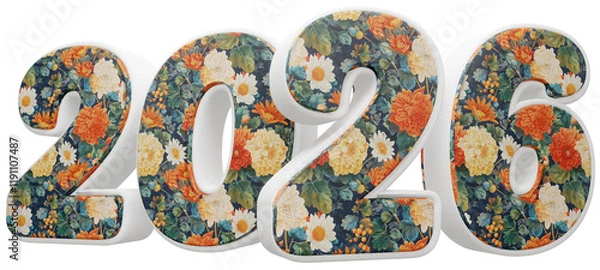 Obraz 2026 com fundo transparente - Textura Tecido Floral