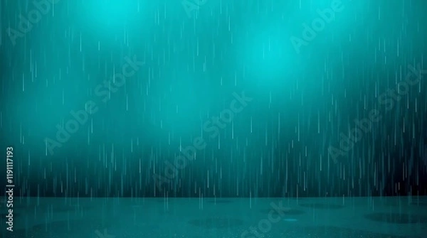 Obraz Abstract background rich deep teal wet rainy scene drizzling rain reflective surfaces luxurious and vibrant minimal elements