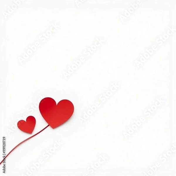 Fototapeta person with a heart, heart shape with realistic paper white background for valentines, Continuous line heart shape symbol of love, heart element for invitation card,