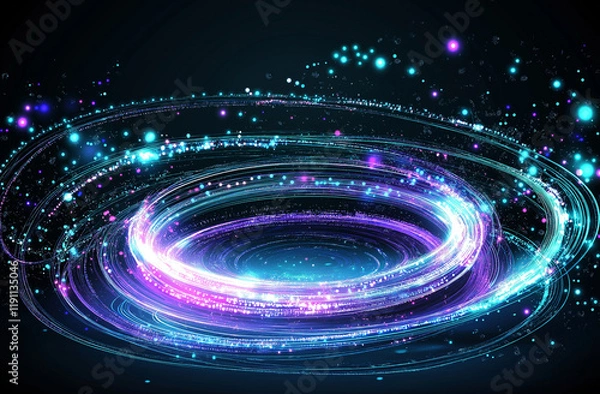 Fototapeta Abstract Blue and Purple Glowing Light Lines on Dark Background for Vector Presentation Design and Elegant Digital Artwork