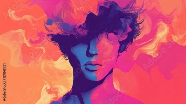 Fototapeta Abstract Portrait Of A Person With Vibrant Colors