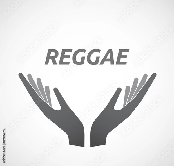 Fototapeta Isolated hands offering icon with    the text REGGAE