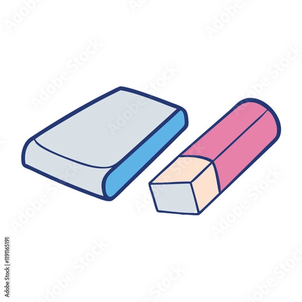 Fototapeta chalk and eraser vector icon, chalk and eraser vector illustration - simple illustration of chalk and eraser, perfect for logos and iconschalk and eraser 