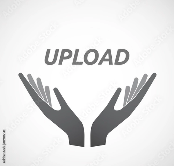 Fototapeta Isolated hands offering icon with    the text UPLOAD
