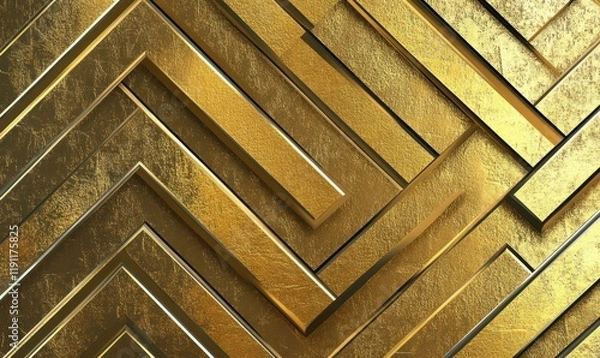 Fototapeta Golden Geometric Chevron Pattern Luxurious Gold Texture Background