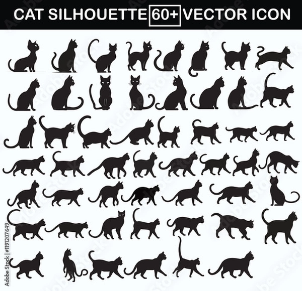 Fototapeta Exclusive cat silhouette icon set 