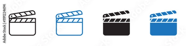 Fototapeta Clapper board icon Flat line symbol