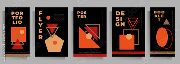 Fototapeta Cover design for brochure, booklet, book, poster, flyer. Set of vector geometric patterns. 