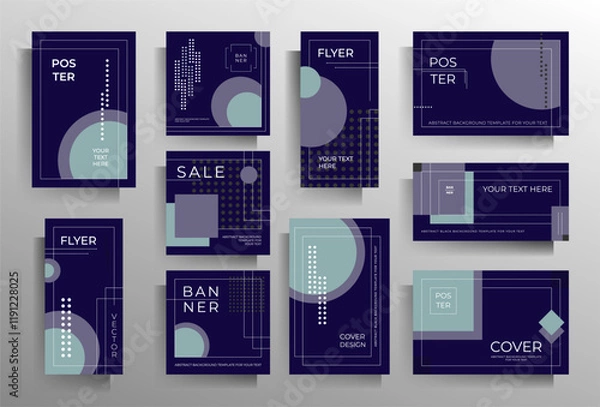 Fototapeta Cover design for brochure, flyer, folder, poster. Set of templates of different formats. Vector color illustration of geometric.