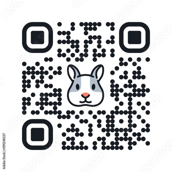 Fototapeta Smartphone readable QR code Happy Easter with bunny icon. Vector illustration