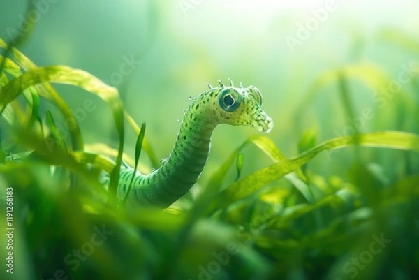 Obraz Seagrass pipefish blending in serene underwater environment
