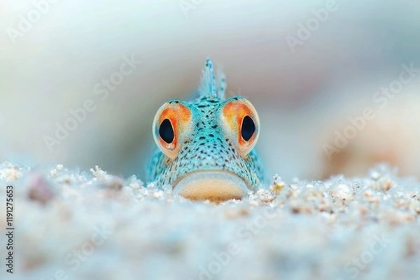 Obraz Macro closeup of combtooth blenny in sand vibrant details