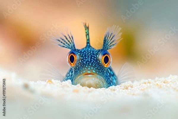 Obraz Macro closeup of combtooth blenny in sand vibrant details