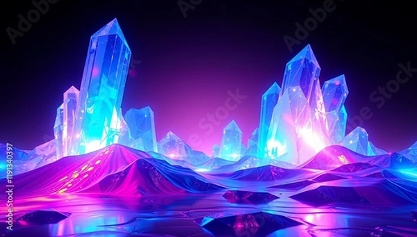 Fototapeta Paisagem de cristal abstrata brilhantes com brilho colorido