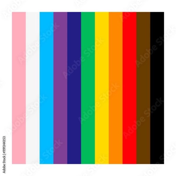 Obraz Pride icon. Square with LGBTQ pride flag colours. Colored striped shape for design. Vector illustration isolated on white background.