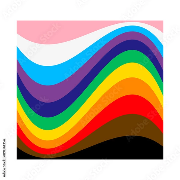 Obraz Pride icon. Square with LGBTQ pride flag colours. Colored striped shape for design. Vector illustration isolated on white background.