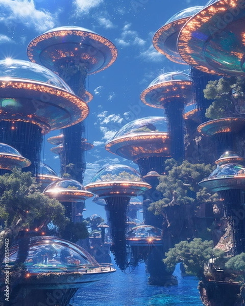 Fototapeta A floating colony built on giant offshore platform_011