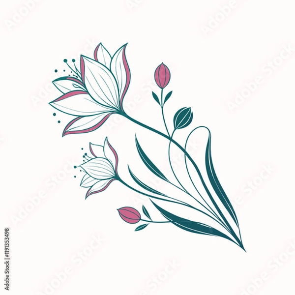 Fototapeta Colorful Flower Illustration Vector with Transparent Background and Editable Features