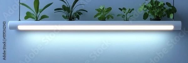 Fototapeta Sleek Indoor Plant Display with Stylish LED Lighting for Modern Interiors