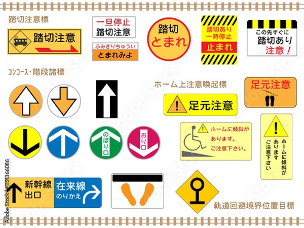 Obraz 鉄道■鉄道の標識セット