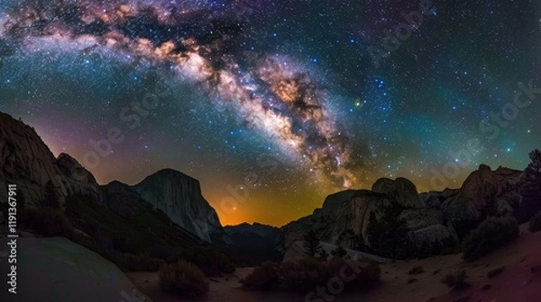 Obraz Breathtaking milky way galaxy displaying countless shimmering stars against a dark sky