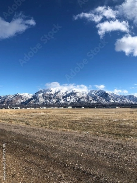 Fototapeta landscape with blue sky and clouds