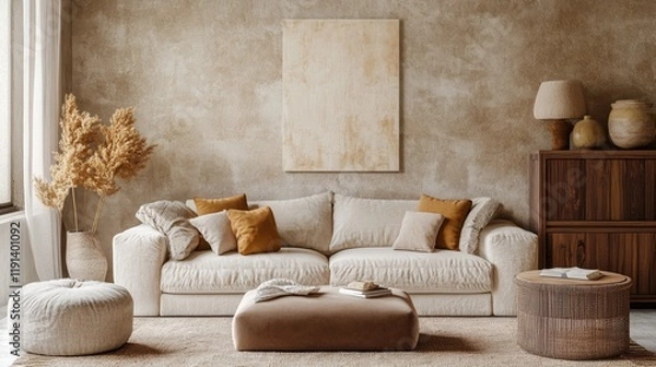 Fototapeta Plush suede in muted earth tones. Interior design concept