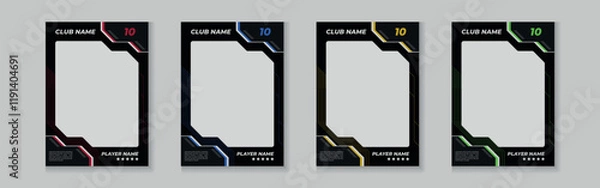 Fototapeta trading card template design for sports, picture frame for player performance, photo frame or border collection for hockey, basketball and football player, sports flyer design, template eps 10.