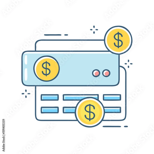 Fototapeta credit card with dollar signs icon, credit card with dollar signs vector.