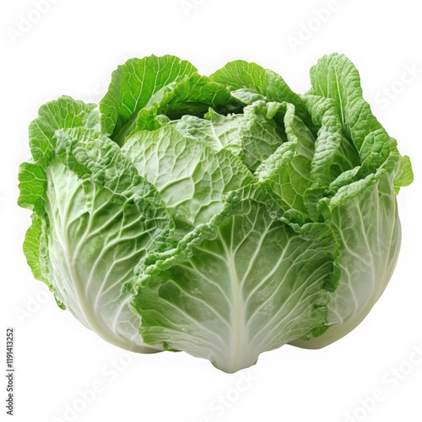 Fototapeta Fresh green napa cabbage whole head isolated transparent background vegetable healthy food