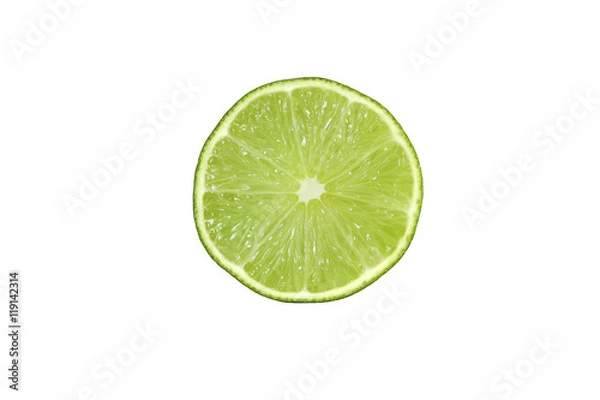 Fototapeta cut lime fruits isolated on white background with clipping path