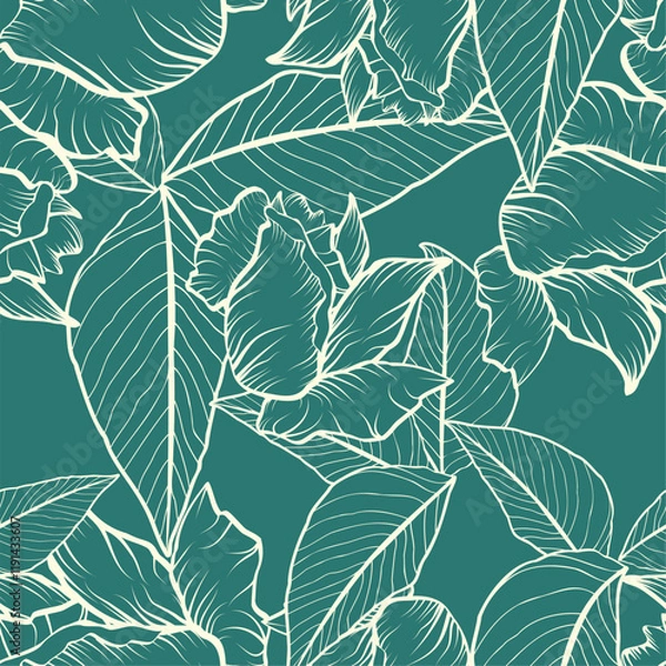 Fototapeta Beautiful paper art seamless pattern with flowers. Summer vector illustration. Spring floral vector illustration.Design element.
