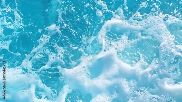 Fototapeta Top View of Calm Light Blue Water Surface – Crystal Clear, Tranquil, Transparent, Peaceful, Reflective, Serene, Pristine, Clean, Pure, Refreshing, Still, Natural, Smooth