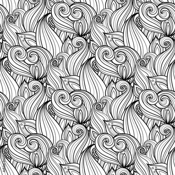 Obraz Vector Seamless Monochrome Floral Pattern