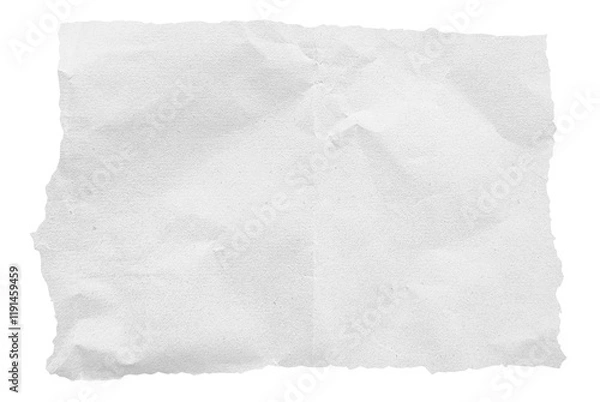 Obraz The image showcases a piece of white paper with a rough, torn edge, exhibiting a wrinkled texture, suggesting it has been crumpled. torn white paper isolated on background with clipping path.