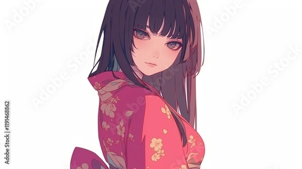 Fototapeta アニメ調の美少女の切り抜き用素材