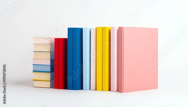 Fototapeta Stack of colorful books isolated on white