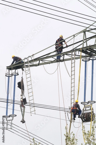Obraz Arbeiter auf Strommast 1