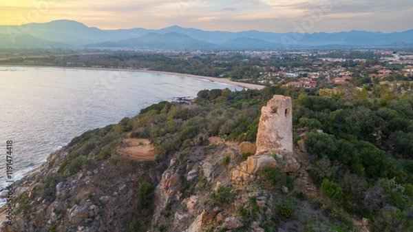 Obraz Panorama of the Sardinian coast seen from the drone