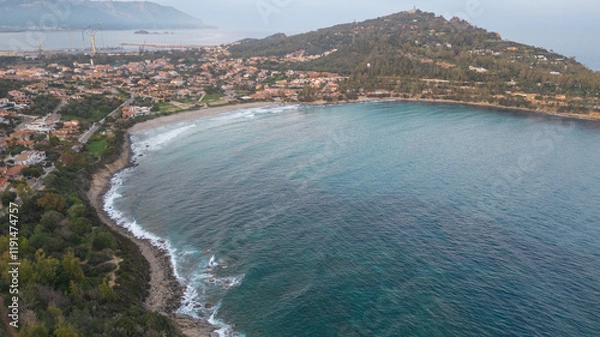 Obraz Panorama of the Sardinian coast seen from the drone