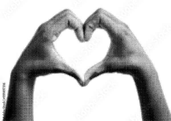 Fototapeta Hands in a heart shape halftone effect transparent background