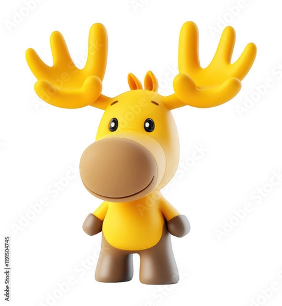 Fototapeta Cute Cartoon Moose Illustration with Transparent Background for Design Projects