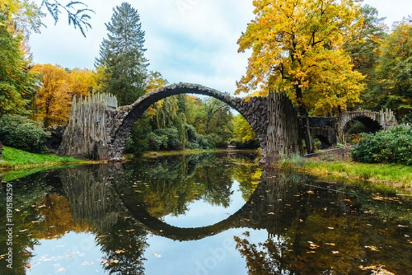 Obraz Spectacular autumn landscape with a view on Devli's Bridge in Germany