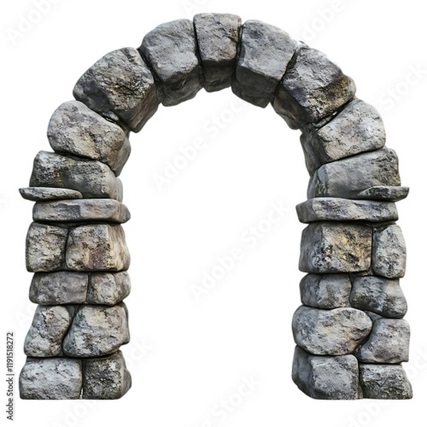 Fototapeta Ancient Stone Archway Gateway Medieval Rustic Design Entrance 3d old grey game path wall aged rocks 