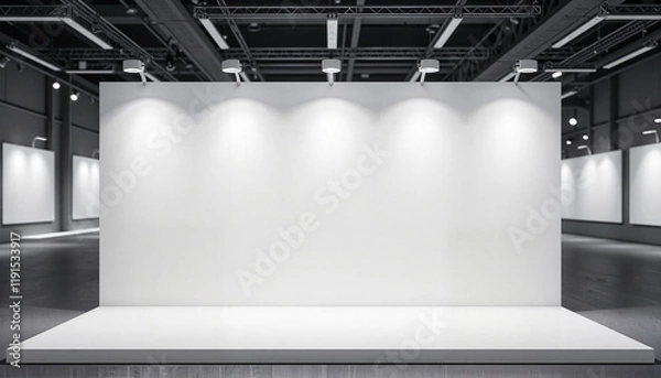 Fototapeta Minimalist trade show banner in empty exhibition area, marketing concept