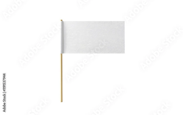 Obraz Blank White Flag on a Pole for Background Purposes Isolated on transparent background