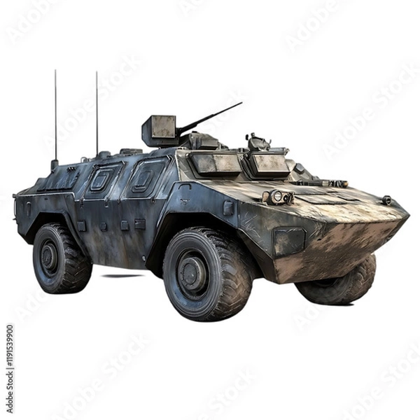 Fototapeta Military Armored Personnel Carrier Vehicle 3D Model  High Detailed Render apc war gun army grey duty